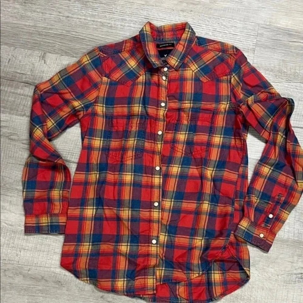 Women's American Eagle Outfitters boyfriend Red and Blue Plaid Shirt XS